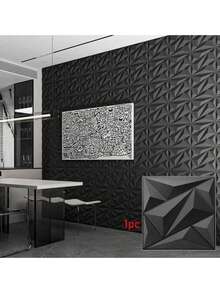 SHEIN 1 件/10 件/20 件/30 件钻石形装饰 3D 墙板，30 厘米 X 30 厘米哑光黑色，DIY 家居装饰墙贴礼物生日毕业 - 黑色 - 查看 17