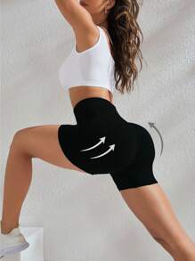 Seamluxe SHEIN Sport High Waisted  Slim Seamless Sport Shorts   For Women -Tummy Control Soft Butt Lifting Shorts For Running Cycling Yoga Pickleball Exercise Workout Daily Wear ,Black