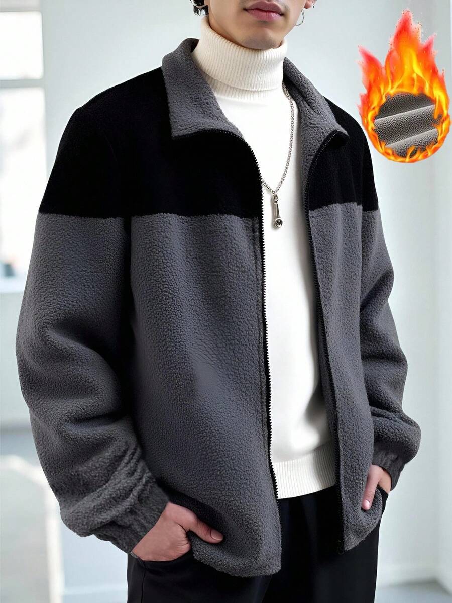 Manfinity Dauomo Chaqueta casual y versátil para hombre con parches de colores contrastantes, para otoño/invierno - Multicolor - Ver 1