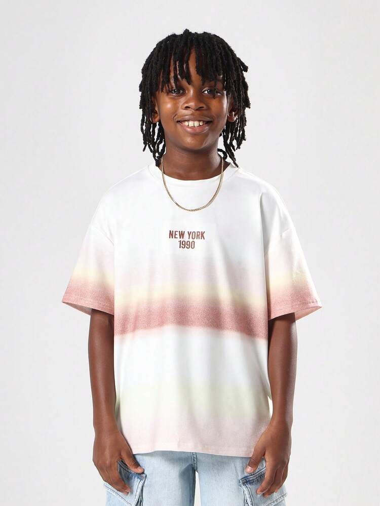 Weißes Grafik-T-Shirt mit Sonnenuntergangs-Ombre-Print