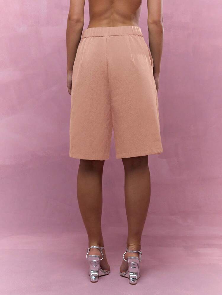 MISSGUIDED Tailored Bermuda Walking Shorts High Waisted Pleated Wide Leg Long Shorts Office Business Casual Spring Summer Holiday Resort Wear