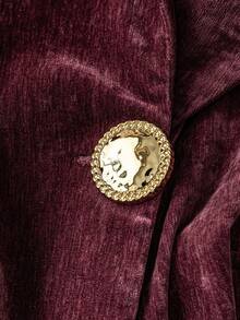 SHEIN Clasi 大码女式夹克，休闲中式风格，适合派对、聚会、街头、度假、圣帕特里克节、复活节、情人节、圣诞节、感恩节、舒适、宽松、百搭、修身、春夏、独立日 - 酒紅色 - 查看 3