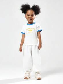 SUMWON Girls Retro California T-Shirt Summer Beach Laguna Graphic Print Cotton Ringer Tee With Blue Trim Youth Fashion Casual Wear Classic Fit - White - View 5