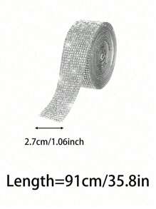SHEIN 1 Pc Self-Adhesive Crystal Rhinestone Diamond Ribbon - DIY Diamond Ribbon Stickers With 2 Mm Rhinestones For Arts Crafts,Bling Silver Ribbon Rolls For Phone,Car Decoration