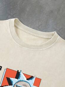 Rick and Morty X Manfinity PAVTROS 男士字母与卡通图案圆领纯棉短袖T恤，夏季街头潮流