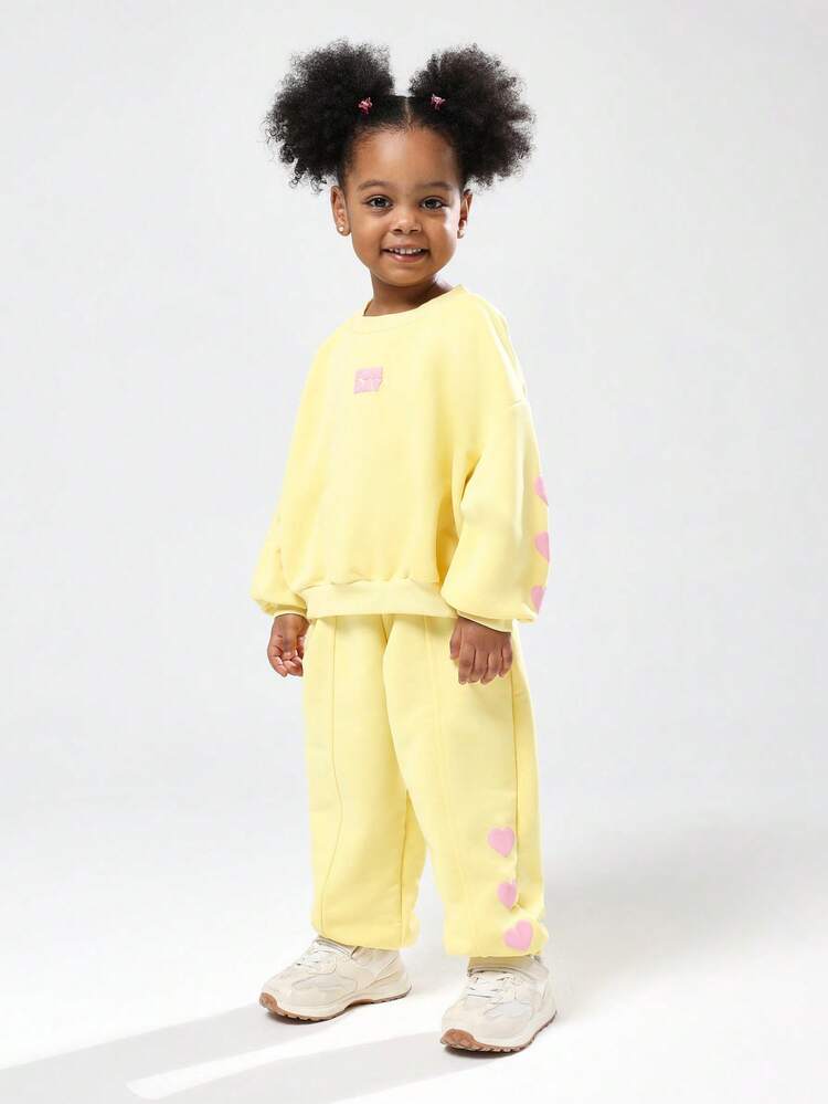 Oversized Sweatshirt And Joggers With Heart Print