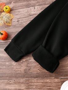 INAWLY Sudadera casual y versátil para mujer, con diseño de bordado de letras - Negro - Ver 5