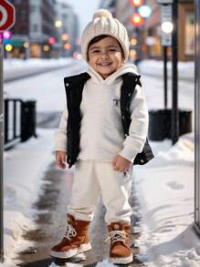 3 件套男婴/女婴休闲羊毛背心、灰色连帽衫和慢跑裤运动服，男女通用婴儿冬装 - 彩色 - 查看 7