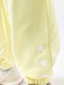 SUMWON Kids Studios Logo Sweatshirt Co-Ord Set Matching Hoodie And Joggers Two Piece Outfit Casual Fall Winter Wear - Yellow - View 7