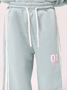 SUMWON Kids Future Icon Sweatshirt And Wide Leg Pants Set Mint Green Pastel Cozy Wear Two Piece Streetwear Outfit Matching Coordinates Winter Holiday - Green - View 6