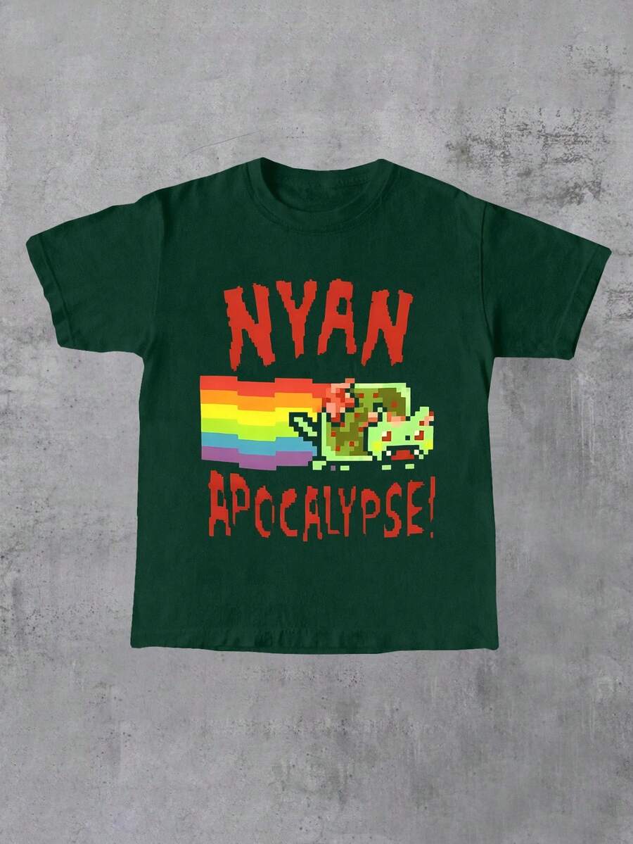 INAWLY 大码女式休闲字母印花圆领T恤，夏季