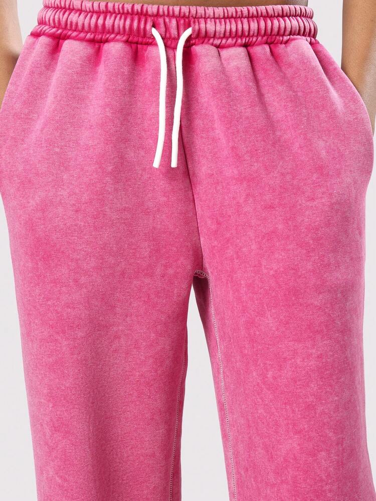 Wide Leg Fleece Sweatpants With Somwon Text Design
