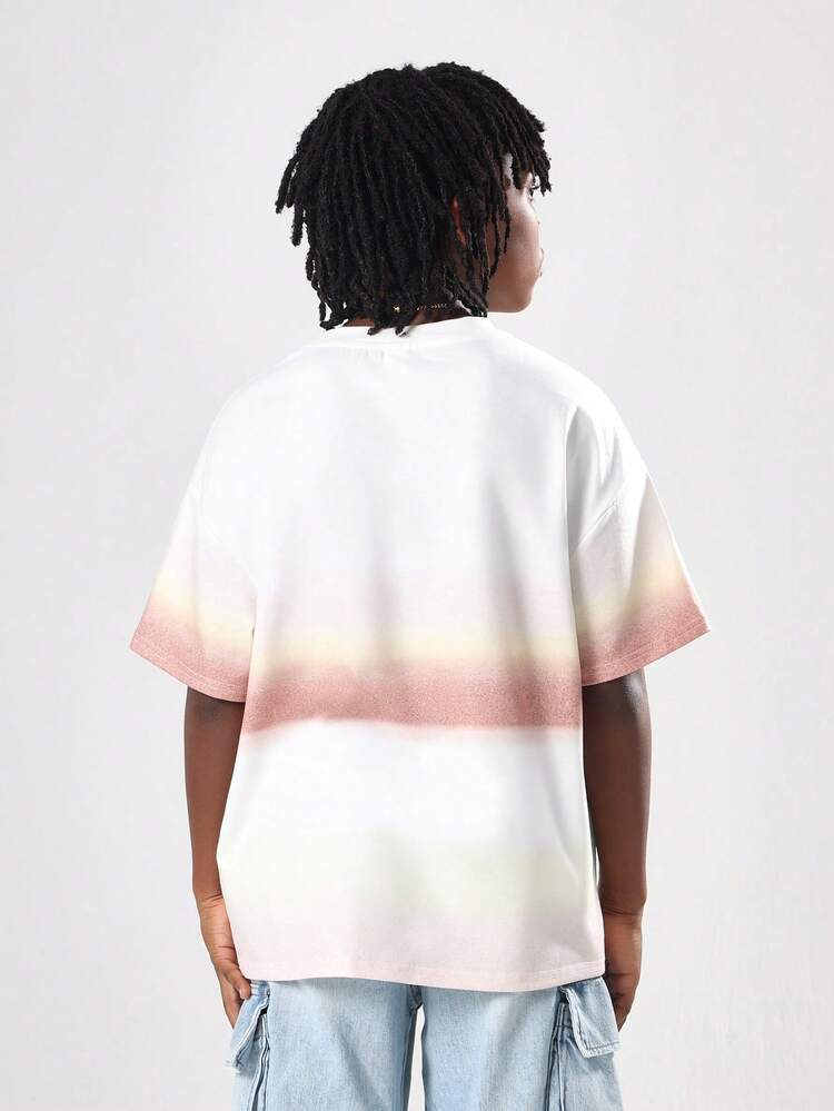 Weißes Grafik-T-Shirt mit Sonnenuntergangs-Ombre-Print