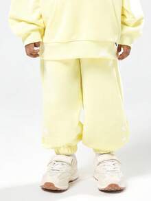 SUMWON Kids Studios Logo Sweatshirt Co-Ord Set Matching Hoodie And Joggers Two Piece Outfit Casual Fall Winter Wear - Yellow - View 4