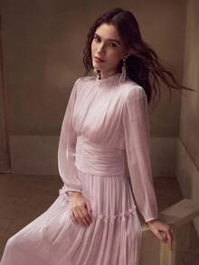 MOTF PREMIUM WOMEN'S HEAVY BEADED COLLAR DRESS - Mauve Purple - View 6