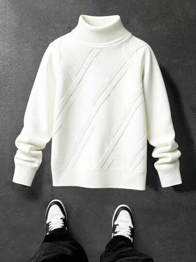 SHEIN Suéter de cuello alto casual y cómodo para adolescentes