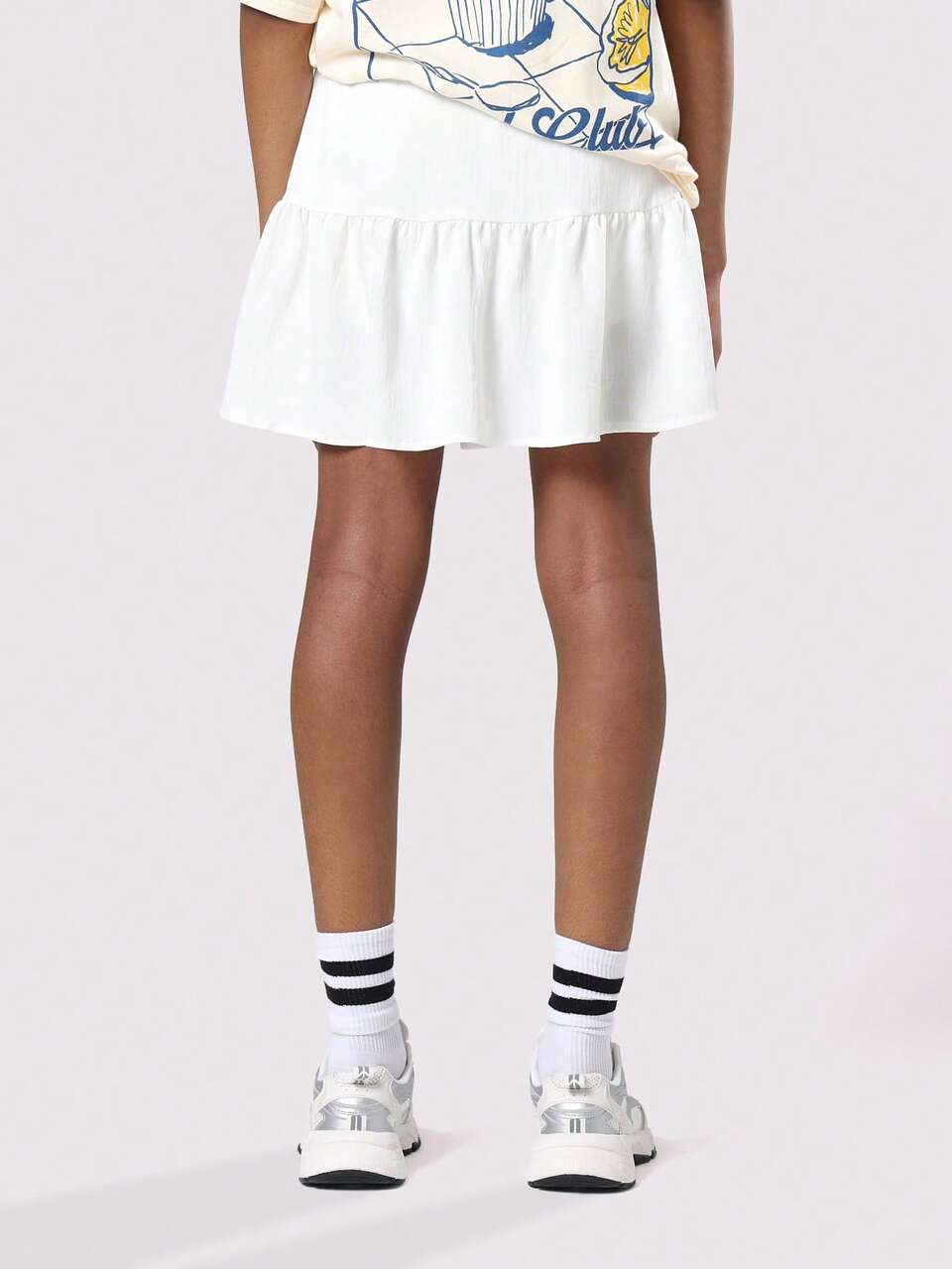 Textured A-Line Skater Skirt With Drawstring Waist