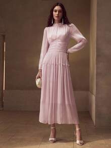 MOTF PREMIUM WOMEN'S HEAVY BEADED COLLAR DRESS - Mauve Purple - View 4