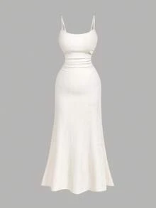 SHEIN MOD Conjunto de 2 piezas para mujer talla grande con vestido de tirantes finos y chaqueta - Albaricoque - Ver 9