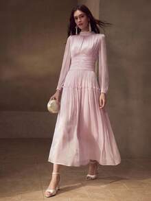 MOTF PREMIUM WOMEN'S HEAVY BEADED COLLAR DRESS - Mauve Purple - View 5