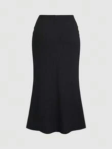 Sweetra Summer Sexy Slim Waist Flattering High Waist Slit A-Line Bodycon Maxi Dress Fall Cloth For Women - Black - View 2