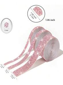 Pink Self-Adhesive Sparkling Crystal Rhinestone Diamond Ribbon, Christmas Decoration Rhinestone Glitter Sticker, DIY Car Computer Makeup Table Crafts, Wedding Party Decoration Sticker Packaging Roll - Light pink - View 9