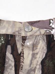 Saia Denim Mini Camuflada Elástica Fofa, Estilo de Rua, Casual, Confortável, Fashion, Férias, Leve para o Verão, Meninas Pré-Adolescentes - Multicolorido - Visão 4