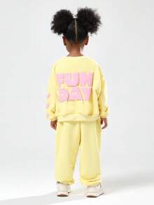 Bộ áo nỉ hai mảnh màu vàng SUMWON dành cho bé gái, kiểu dáng năng động, thích hợp mặc đi chơi mùa đông, thu, xuân, đi nghỉ mát. - Màu vàng - Xem 1