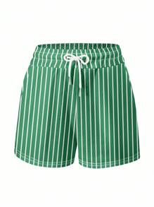 INAWLY Conjunto de 2 piezas de mujer de verano informal con blusa de manga corta con estampado de cerezas y shorts a rayas - Multicolor - Ver 4