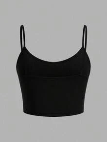 SHEIN EZwear 3 件装女式紧身短款吊带背心，黑色、深色碎花、灰色 - 适合夏季 - 彩色 - 查看 6