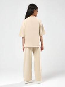 SUMWON Oversize T-Shirt Pants Set Kids Casual Two Piece Style Wear Fall Winter Matching Outfit Comfortable Streetwear