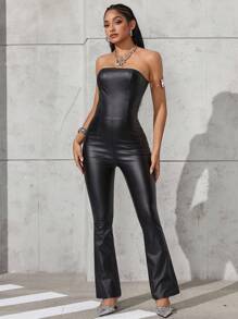 Jeanoix 性感露背女式连体裤，适合派对和俱乐部穿着 - 黑色 - 查看 1