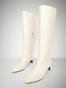 SHUZIA Bottes mi-hautes confortables à fermeture éclair pour femmes, avec talon moyen