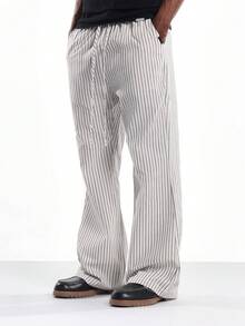 SUMWON Quần ống rộng ống loe họa tiết kẻ sọc, cạp chun, nhẹ, thoải mái cho mùa hè, quần palazzo mặc đi biển mùa xuân thu, đồ mặc nhà nghỉ dưỡng - Nhiều màu - Xem 5