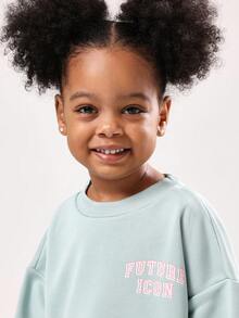 SUMWON Kids Future Icon Sweatshirt And Wide Leg Pants Set Mint Green Pastel Cozy Wear Two Piece Streetwear Outfit Matching Coordinates Winter Holiday - Green - View 5