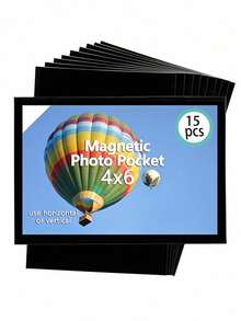 10pcs Magnetic Picture Frame, Refrigerator Magnet, Holds 4X6 Inch Pictures, Reusable Black Magnet Fridge Photo Frame For Refrigerator, Locker, Office Cabinet, Refrigerator Decoration - Black - View 10