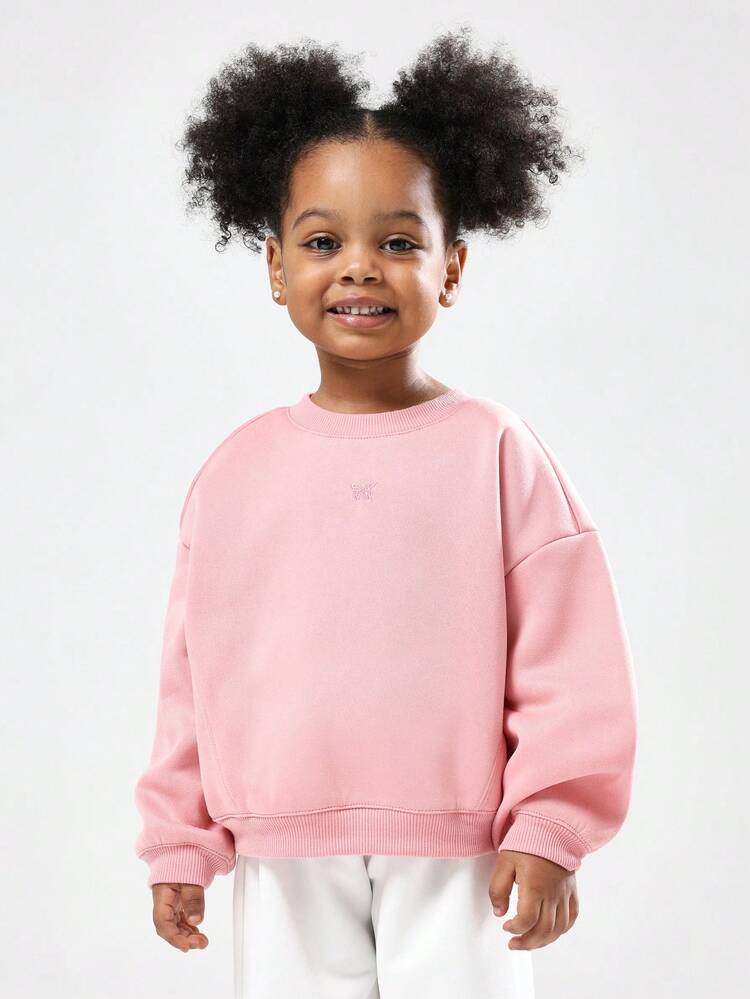 Moletom com gola redonda e logotipo de borboleta