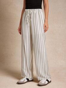 WESTFADE Quần ống đứng cạp cao có dây rút, dáng suông, kẻ sọc, phong cách đồng quê miền Tây, thích hợp cho các buổi hòa nhạc, mùa thu, mùa đông, phong cách Boho, dễ thương, thường ngày, đi nghỉ mát, phong cách cao bồi Nashville. - Nhiều màu - Xem 6