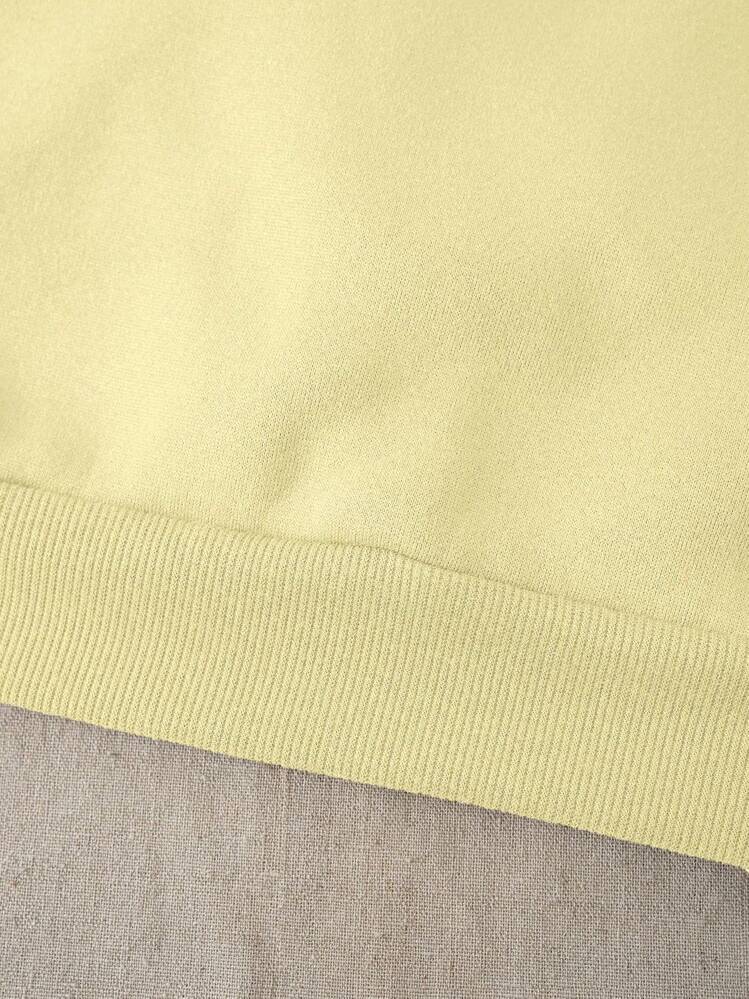 女士休闲纯色套头衫，百搭 - 黃色 - 查看 4