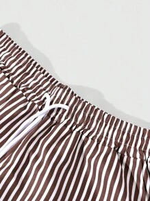 Manfinity EMRG Men's Blue And White Stripe Short Sleeve Shirt & Shorts Set,Oversized Boxy Fit,Summer Casual Vacation Street Style,Matching Set With Pockets Gift - Multicolor - View 3