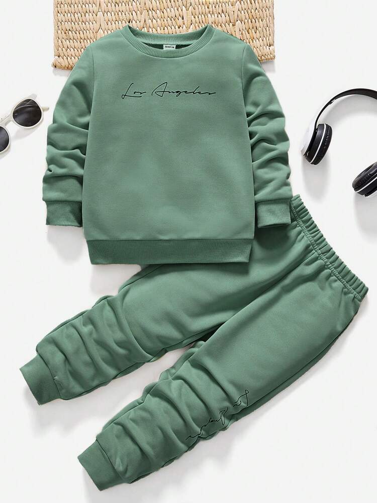 Pull-over Graphique De Lettre Pour Jeune Garçon Et Pantalon De Survêtement