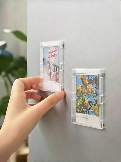 Minimalist Multi-Function Fridge Magnet & Decor Stickers Valentine's Day, Valentines Wedding, Birthday,Picture Frame,Acrylic Fridge Magnetic Frame, Acrylic Photo Picture Frames, Double Sided Photo Refrigerator Magnet Picture Frame , Clear Picture Display Frame,Halloween Decor