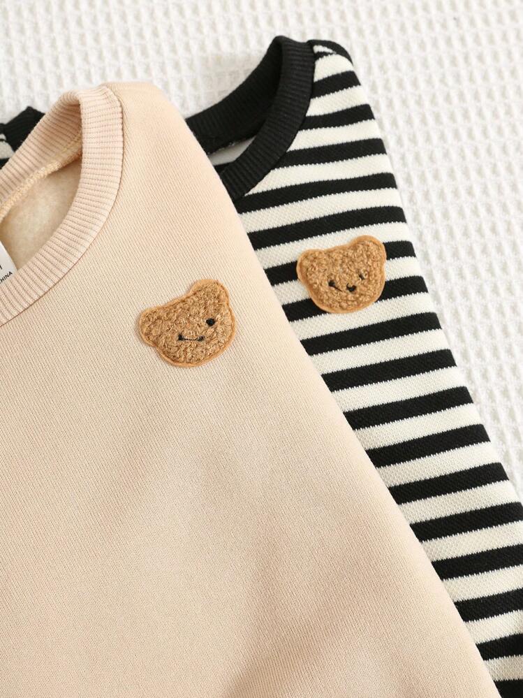 SHEIN 4pcs/Set Unisex Baby Boy & Baby Girl Cute Cartoon Print Long Sleeve Sweatshirt And Pants Set, Casual Autumn/Winter Clothes Fall - Multicolor - View 6