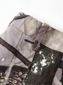 Saia Denim Mini Camuflada Elástica Fofa, Estilo de Rua, Casual, Confortável, Fashion, Férias, Leve para o Verão, Meninas Pré-Adolescentes - Multicolorido - Visão 5