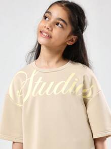 SUMWON Oversize T-Shirt Pants Set Kids Casual Two Piece Style Wear Fall Winter Matching Outfit Comfortable Streetwear