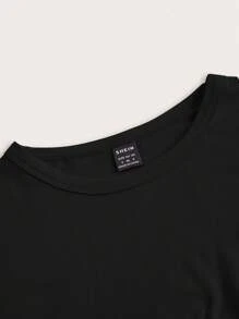 SHEIN EZwear 4 件黑色、橄榄绿、白色休闲圆领短袖修身女式 T 恤，适合夏季