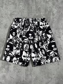 1 Quần short dệt thường ngày có họa tiết ngọn lửa in chữ cho bé trai tuổi teen; Quần áo cho bé trai tuổi teen; Áo khoác trẻ em, Mùa xuân trở lại trường - màu đen - Xem 2
