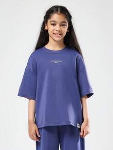 SUMWON 洛杉矶天使队少女运动套装宽松休闲套装阔腿裤秋冬街头风搭配 - 寶藍色 - 查看 3