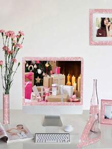 Pink Self-Adhesive Sparkling Crystal Rhinestone Diamond Ribbon, Christmas Decoration Rhinestone Glitter Sticker, DIY Car Computer Makeup Table Crafts, Wedding Party Decoration Sticker Packaging Roll - Light pink - View 5