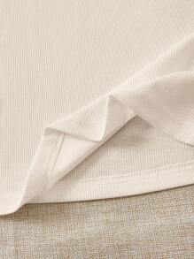 Soleia 2pcs Ribbed Fabric Round Neck Cap Sleeve Fitted T-Shirt Set, Cute, Suitable For Summer Suitable For Going Out - Multicolor - View 11